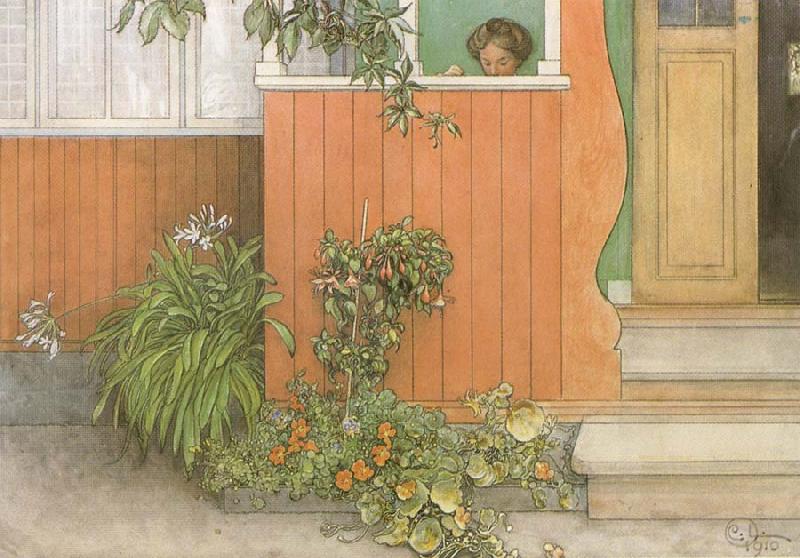 Carl Larsson Suzanne on the Front Stoop oil painting image
